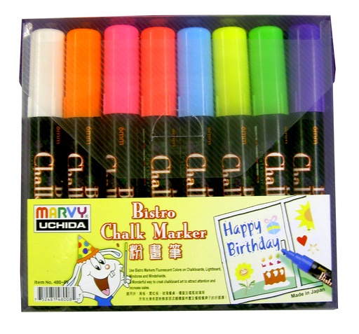[PNWMYC483S8VF] MARVY 483S 8VF 方咀粉畫筆（螢光系列）8色裝